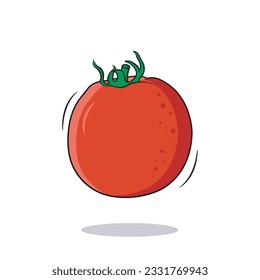 Fresh Juicy Whole Tomato Isolated On White Background, Vector Illustration