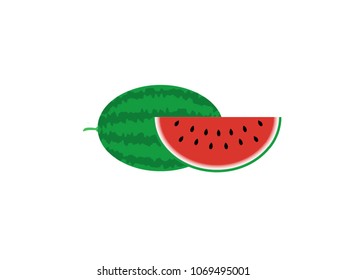 Fresh and juicy whole watermelon and slice