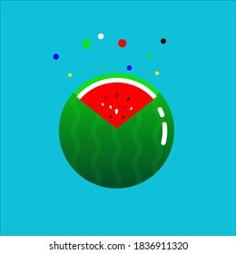 Fresh and juicy whole watermelons and slices