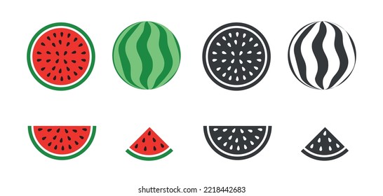 Fresh and juicy whole watermelons and slices