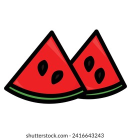 Fresh and juicy whole watermelons and slices. Set illustrations isolated on a white background.