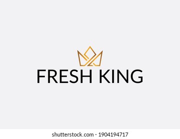 Fresh King Abstract Crown Emblem Logo Design 