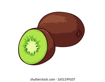 Fresh kiwi. Cartoon vector icon isolated on white background.