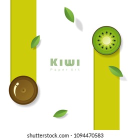 Fresh kiwi fruit background in paper art style , vector , illustration