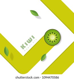 Fresh kiwi fruit background in paper art style , vector , illustration