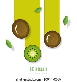 Fresh kiwi fruit background in paper art style , vector , illustration