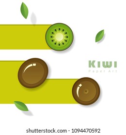 Fresh kiwi fruit background in paper art style , vector , illustration