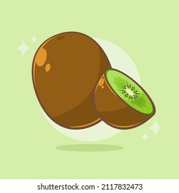 Fresh kiwi fruit cartoon illustration