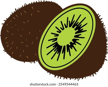 Ilustração Vetorial Colorida de Fruta Kiwi Fresca