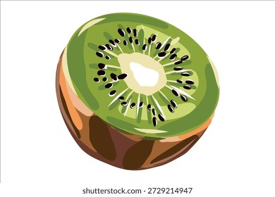 Ilustración dibujada a mano de rebanada de fruta de kiwi fresca