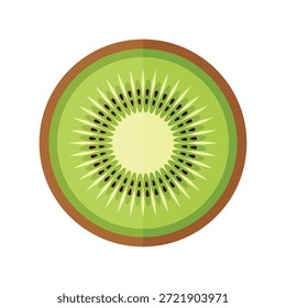 Frische Kiwi-Fruchtscheibe, flache Vektorgrafik auf weißem Hintergrund