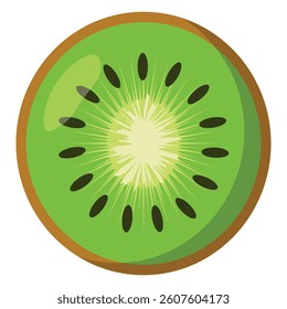Fresh  kiwi slice with seeds and brown skin ideal for healthy food design natural lifestyle content fruit icons and tropical nutrition concepts