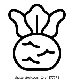 Fresh kohlrabi icon outline vector. Leafy turnip cabbage. Ripe farming veggie