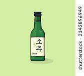 Fresh Korean Soju drink Flat Illustration