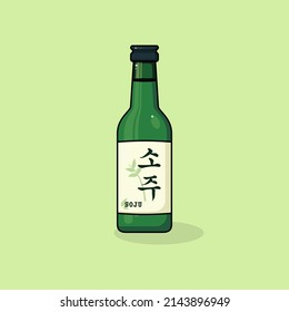 Fresh Korean Soju drink Flat Illustration