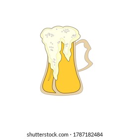 Fresh kvass, beer icon. Outline with color fresh kvass, beer vector icon for web design isolated on white background