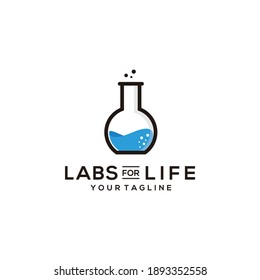 fresh lab logo with molecule icon vector design template