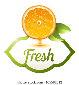 Fresh label with juicy orange