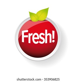 Fresh label vector red with leaf