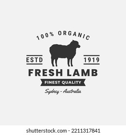 Fresh Lamb Logo Vector Finest Quality or Simple Lamb Meat Logo Vector. Simple display of sheep farm logo or for premium quality lamb meat company logo.