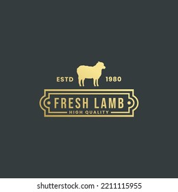 Fresh Lamb Logo Vector or Simple Fresh Lamb Label Vector. Elegant lamb logo design for premium products. Perfect for sheep farm logos.