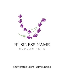 fresh lavender flower logo flat design