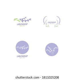 Diseño plano vectorial del logotipo de la flor de lavanda fresca
