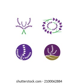 Diseño plano vectorial del logotipo de la flor de lavanda fresca