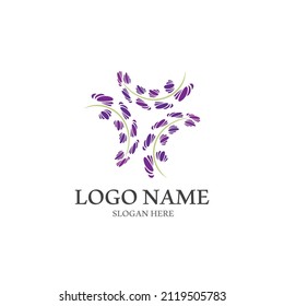 Fresh Lavender flower logo vector flat design