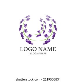Fresh Lavender flower logo vector flat design