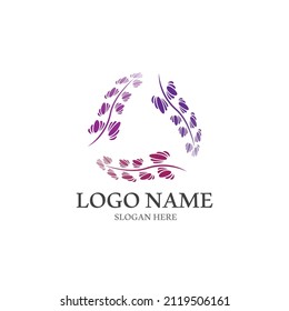 Diseño plano vectorial del logotipo de la flor de lavanda fresca