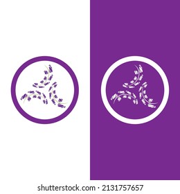 Diseño plano vectorial del logotipo de la flor de lavanda fresca