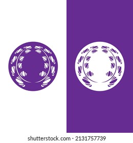 Diseño plano vectorial del logotipo de la flor de lavanda fresca