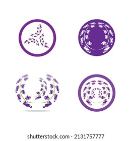 Fresh Lavender flower logo vector flat design