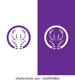 Diseño plano vectorial del logotipo de la flor de lavanda fresca