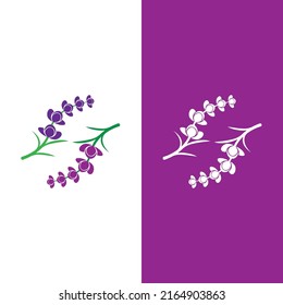 Diseño plano vectorial del logotipo de la flor de lavanda fresca