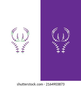Fresh Lavender flower logo vector flat design