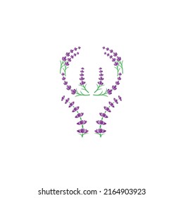 Fresh Lavender flower logo vector flat design