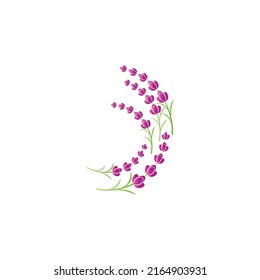 Diseño plano vectorial del logotipo de la flor de lavanda fresca