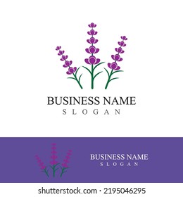 Diseño plano del logotipo de la flor lavanda fresca