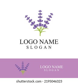 Diseño plano del logotipo de la flor lavanda fresca