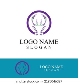 Diseño plano del logotipo de la flor lavanda fresca