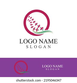 Diseño plano del logotipo de la flor lavanda fresca
