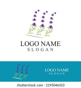 Diseño plano del logotipo de la flor lavanda fresca