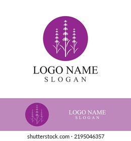 Diseño plano del logotipo de la flor lavanda fresca