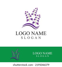 Diseño plano del logotipo de la flor lavanda fresca