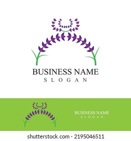 Fresh lavender flower logo vector flat design
