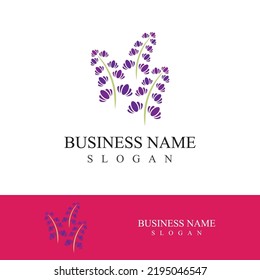 Diseño plano del logotipo de la flor lavanda fresca