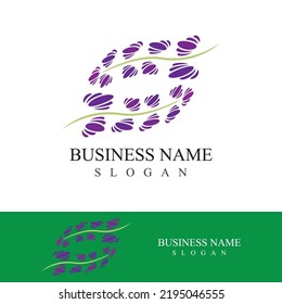 Diseño plano del logotipo de la flor lavanda fresca