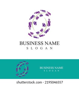 Diseño plano del logotipo de la flor lavanda fresca